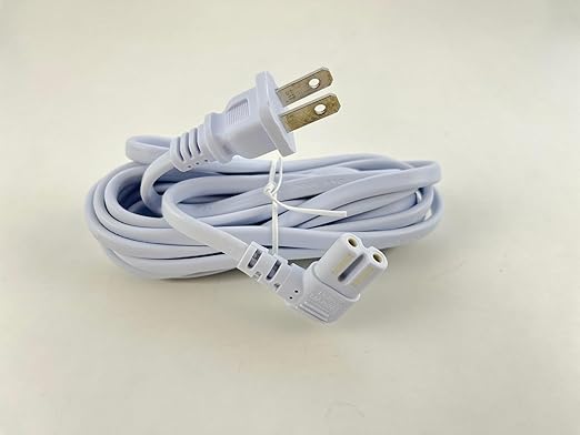 OMNIHIL [UL Listed] Extra Long White 10FT L-Shaped C7 Power Cord Replacement for Pfaff Creative 1475 CD Sewing Machine
