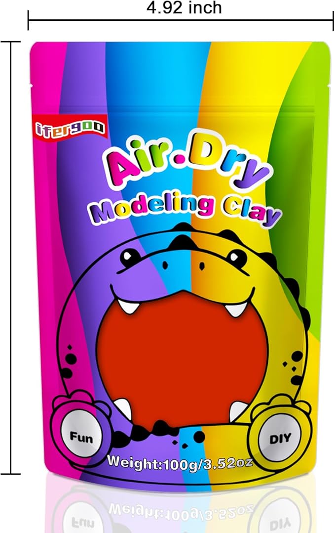 iFergoo Air Dry Clay, Ultra Light Modeling Clay, Magic Clay DIY Creative Modeling Dough, Kids Gifts for Girls Boys 3.52oz/100g (Red Clay)