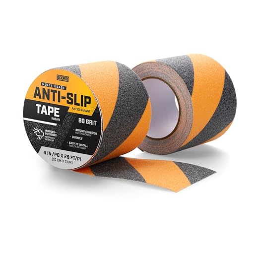 Lockport Anti Slip Tape - Black & Yellow Adhesive Grip Tape for Stairs 4” x 25ft for Roll | Stair Treads Non Slip Outdoor/Indoor - Heavy Duty Grip Warning Safety for Ramps and Steps