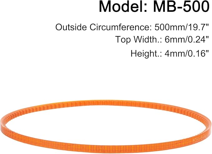 uxcell 4pcs MB Series Standard Sewing Machine Belts MB-500 Motor Drive V Belt, 500mm / 19.7" Outside Circumference