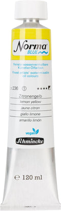 Schmincke - NORMA® Blue, 21236012, finest water-based artists' oil paints, highly pigmented, lightfast, vegan, lemon yellow, 120 ml