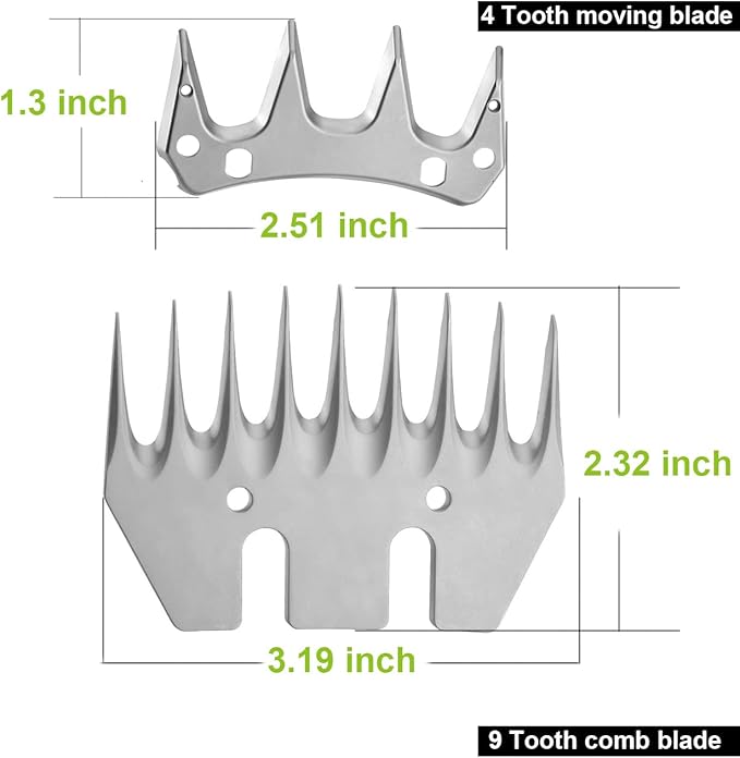 9 Teeth Sheep Shears Replacement Blades for fit Oster, Lister, Heiniger Sheep Clippers, Detachable Animal Trimmer Shears for Grooming Goats, Lambs, Llamas, Alpacas (9 Tooth)