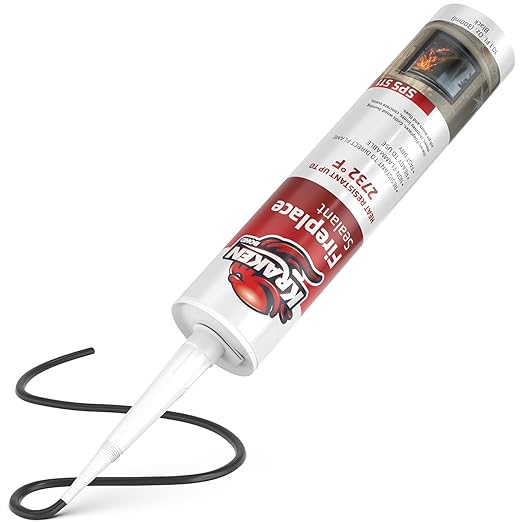 Kraken Bond High Temperature Black Fireplace Sealant 2732°F - (1x10.1oz.) Fire Resistance Up to 2732°F, High Temp Fire Caulk for Ovens, Stoves, Chimneys - Fast Dry, Paintable, Non-Flammable, 1 Pack