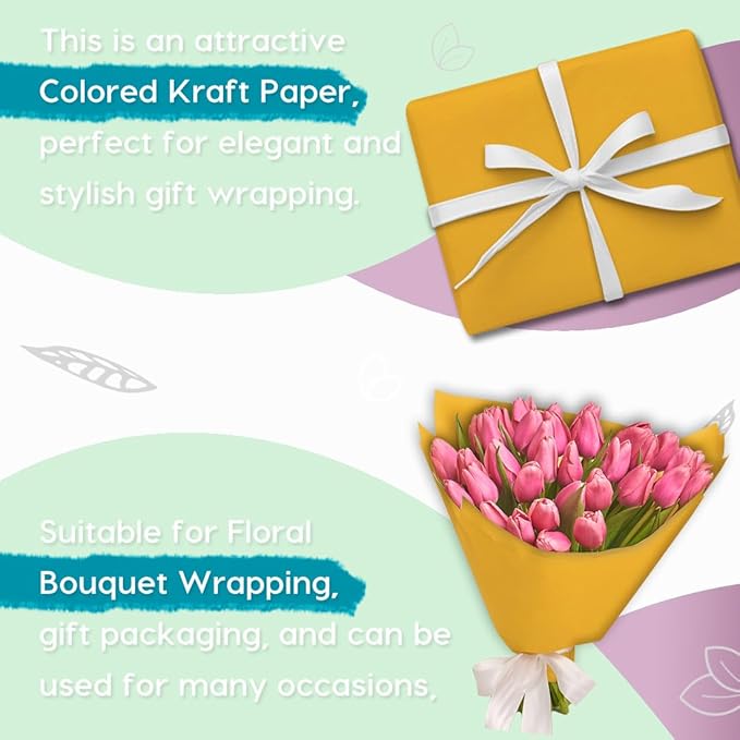 PerkHomy Orange Kraft Paper Roll 36" x 1,800" (150') for Gift Wrapping Bouquet Flower Art Painting Craft Writing Packaging Shipping 80GSM 55LB (Orange, 36" x 150')