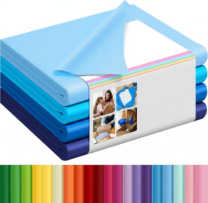 Qilery 500 Sheets Blue Tissue Paper Bulk for Gift Bags 20 x 30 Inch Acid Free Wrapping Paper Sheets for Winter Easter Decoration DIY Crafts, Packing Supplies for Moving, Wedding Party, DIY Flowers