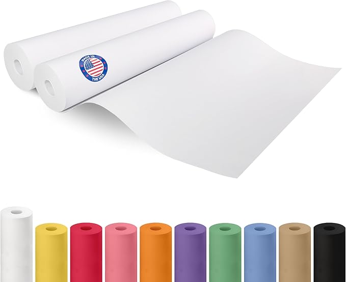 18" x 1200" (100 ft) Extra White Offset Kraft Paper Rolls, Pack of 2 - USA-Made 50lb Premium Eco Paper, Brighter-Than-Standard White – Ideal for Wrapping, Arts/Crafts & School/DIY by IDL Packaging