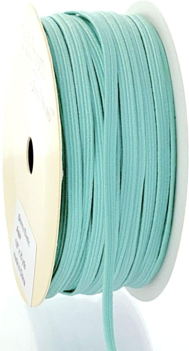 1/8" Width Skinny Elastic Band - Braided Cord - Aqua 25 Yards - USA Warehouse