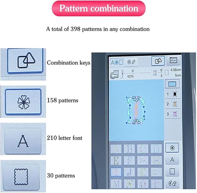 NOLLAM Multi-Function Embroidery Sewing Machine, Electric Digital Embroidery Machine,Home Mini Sewing Machine,with 7-Inch LCD Touch Screen,for Home Decoration,Clothing, Crafts