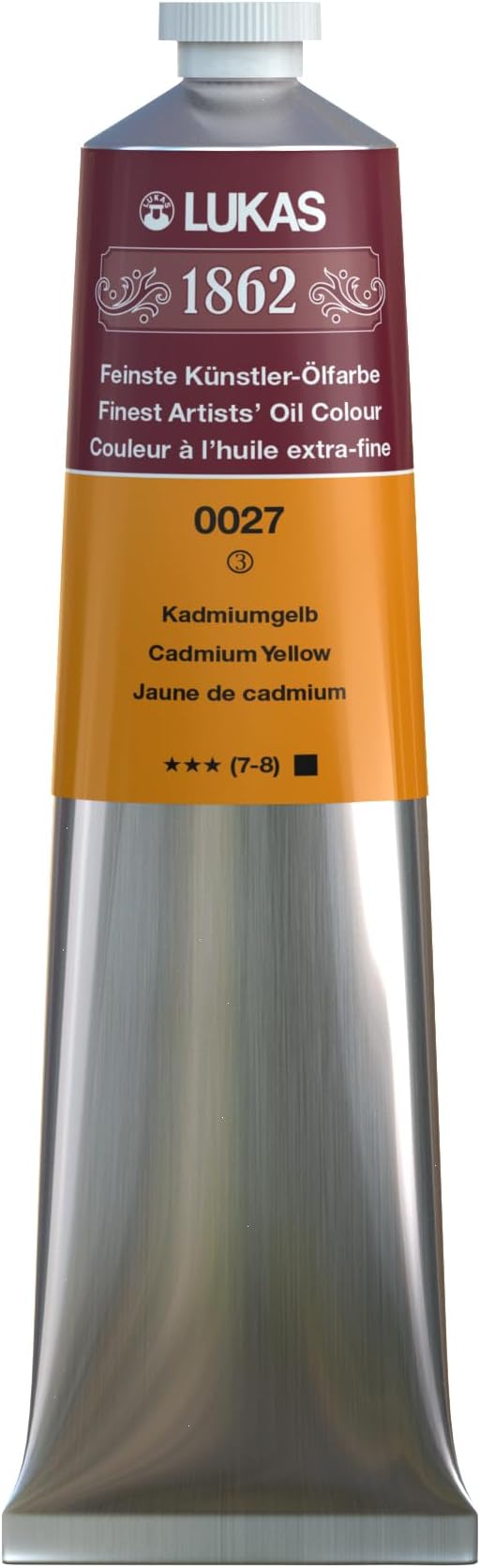 Lukas 1862 Professional German Oil Paint, Cadmium Yellow 200 mL - w/Beeswax & Non-Yellowing Sunflower Oil, Short Drying Time, Smooth, Outstanding Lightfastness