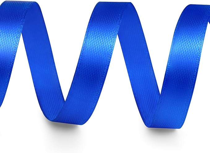 3/8" x 25 Yards Satin Ribbon, Royal Blue Silk Ribbon Ideal for Gift Wrapping, Floral Bouquets, Crafts, Wedding Party Decorations, Christmas and Sewing Projects