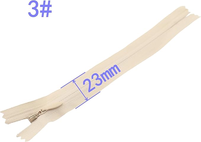 Leekayer 3# 5 Inch Invisible Zipper for DIY Tailor Sewing Craft 12.7cm Beige Hidden Zippers Closed End Bulk 10 PCS/Pack (Beige,5")