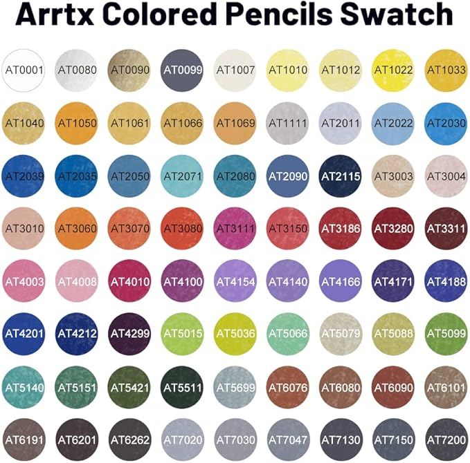 Arrtx 72 Colored Pencils for Adult Coloring Drawing Blending Shading Sketching Painting, Soft Core Coloring Pencils Art Craft Supplies, Premium Color Pencils Set for Artists Adults