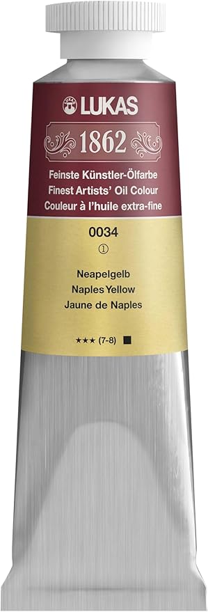 Lukas 1862 Professional German Oil Paint, Naples Yellow 37 mL - w/Beeswax & Non-Yellowing Sunflower Oil, Short Drying Time, Smooth, Outstanding Lightfastness