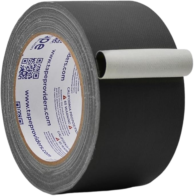 WOD GTC12 Gaffer Tape, Black Low Gloss Finish Film, 2.5 inch x 60 ft. Residue Free, Non Reflective Cloth Fabric, Secure Cords, Water Resistant, Photography, Filming Backdrop, Production