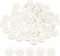 HARFINGTON 50pcs Sewing Button 11mm (15/32 Inch) 4 Holes Resin Thickened Round Crafting Replacement Buttons for Clothing DIY Crafts Decoration, White