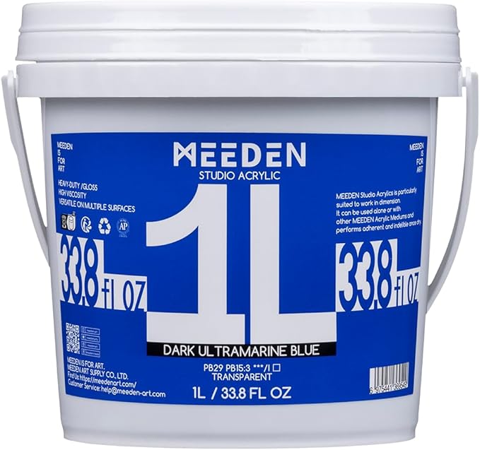 MEEDEN Dark Ultramarine Blue Acrylic Paint: 1 L /33.8 oz Heavy Body Gloss Non-Toxic - Thick Art Paints for Canvas Crafts Wood Metal Plastic Wall