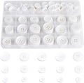 110Pcs White Mixed Sewing Buttons, 4-Hole Craft Round Blazer Buttons, 5 Color 3 Size (15mm, 20mm, 25mm) Suit Coats Resin Button, Suitable for Variety Clothing Sewing, DIY Craft (White)