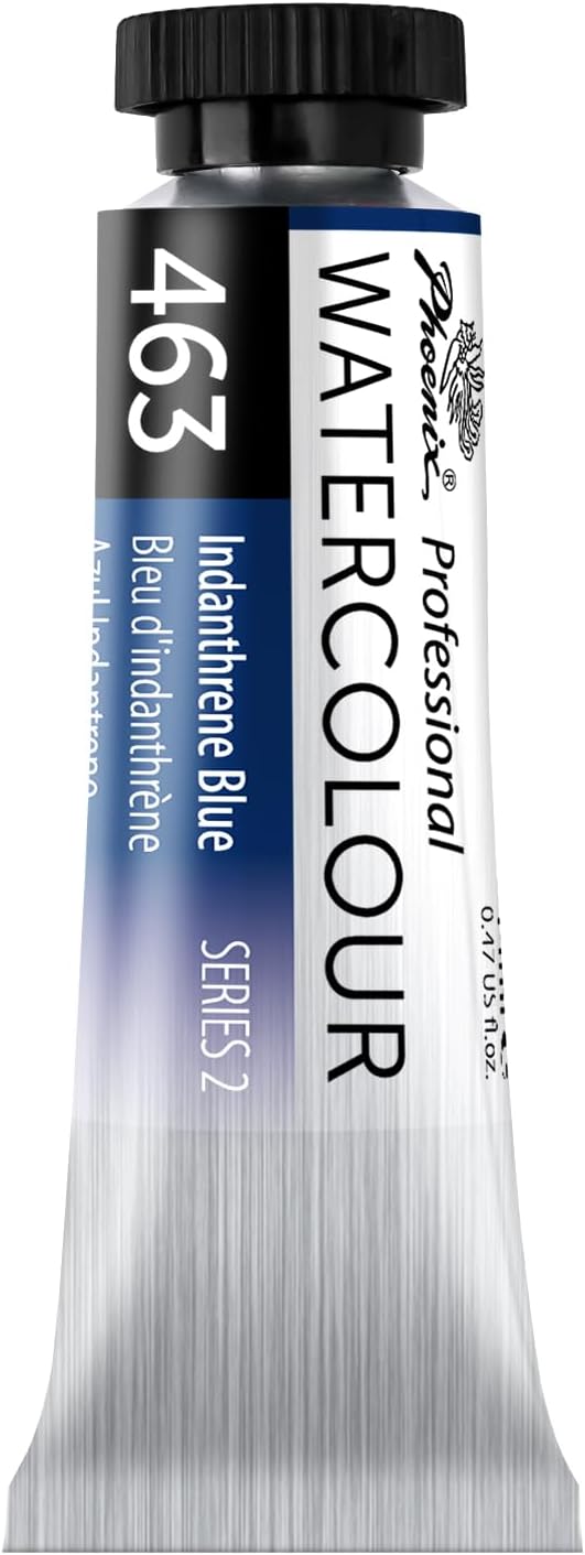 PHOENIX Professional Watercolor Paint Single Tube - 0.47 Fl Oz / 14ml - Indanthrene Blue