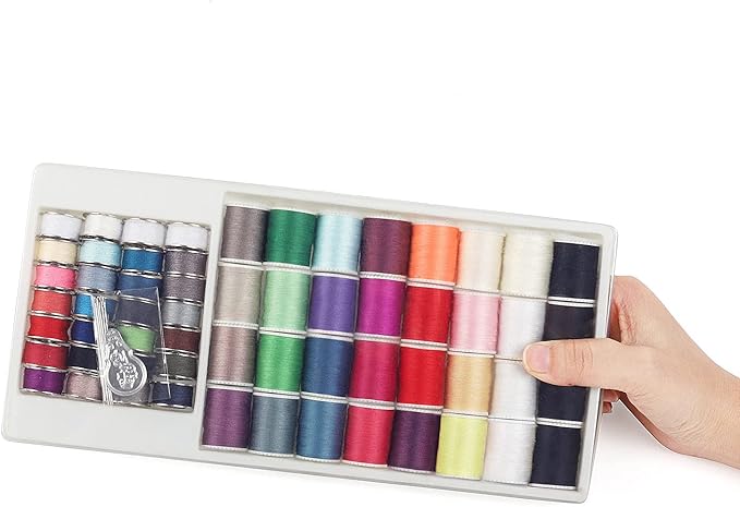 NEX 60 Pcs Bobbins Sewing Thread Kit, Polyester Mini Bobbins and Thread Spools for Hand & Machine Sewing