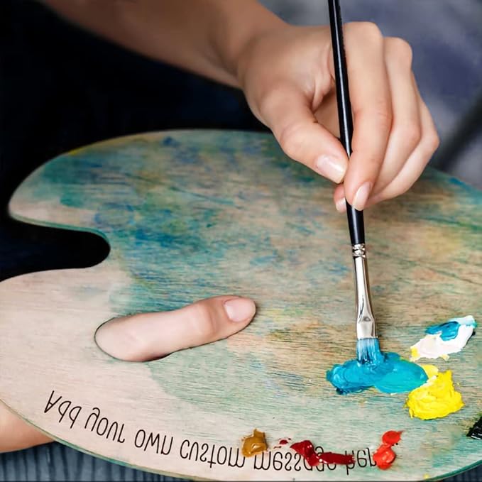 Personalized Wooden Paint Palette Art Pallet for Painting Artist Wood Palettes for Acrylic Oil or Watercolor Painting Custom Message and Name Pallet Birthday Gifts for Artists Painter