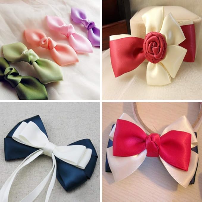 Double Face Ivory Satin Ribbon 5/8 inch X 50 Yards Polyester Ivory Ribbon for Gift Wrapping Very Suitable for Weddings Party Invitation Decorations and More