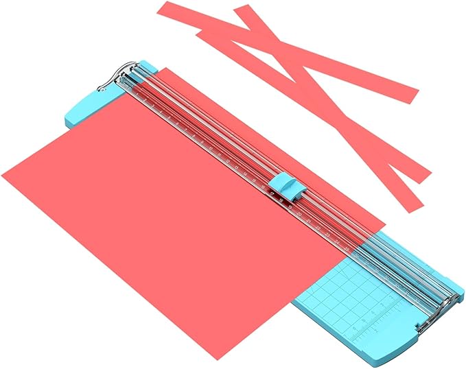A4 Paper Cutter,14.5Inch Titanium Straight Rotary Trimmers with Protractor Ruler,Scrapbook Paper Cutters for Coupon,Cardstock,Label,Christmas and Birthday Gifts(1PC,Blue)