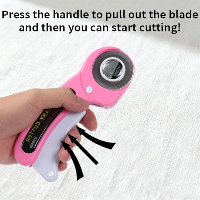 Rotary Cutter for Fabric, 45mm and 28mm Rotary Cutters Kit with Extra 10 Blades, Ergonomic Rolling Cutter with Safety Lock, Suitable for Leather, Crafting, Sewing, and Quilting Fabric (Blue)