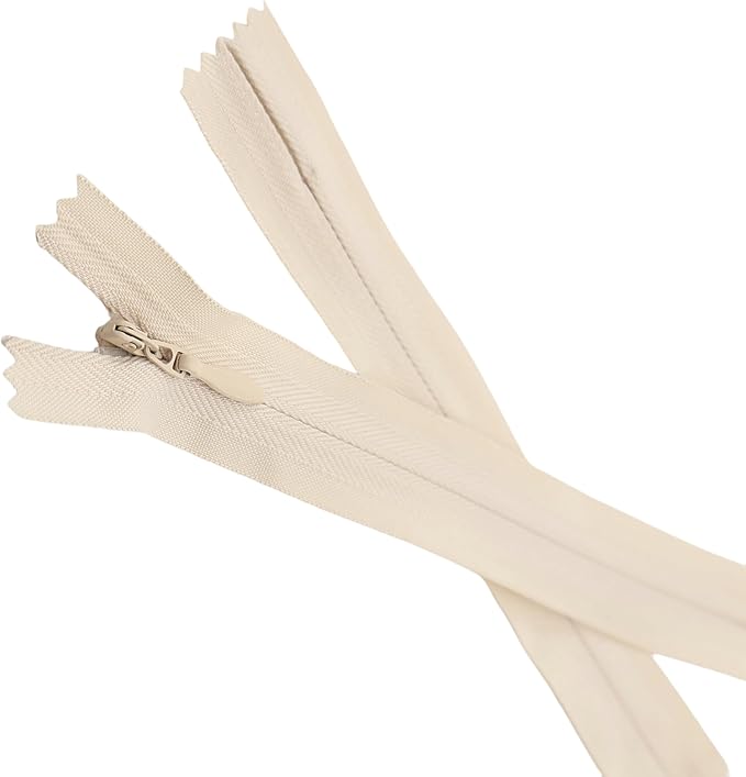 Leekayer 3# 10 Inch Invisible Zipper for DIY Tailor Sewing Craft 25.4cm Beige Hidden Zippers Closed End Bulk 10 PCS/Pack (Beige,10")