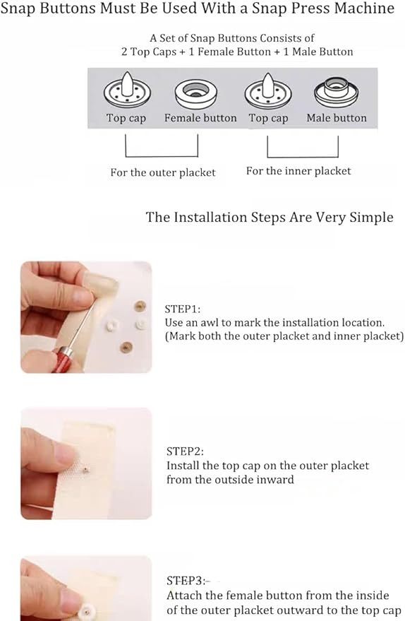 HONEYSEW Table-top Snap Buttons Pliers for 9mm,11.5mm,12.5mm,13mm Plastic No-Sew Snaps Press Fasteners Tool Kit with 150 Sets T5 Snap Buttons for Sewing, Clothing, Crafting