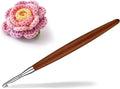 Lunarm 4mm Crochet Hook, Ergonomic Aluminum Crochet Hook with Wood Handle Available in 3mm-10mm for Arthritic Hands DIY Craft Knitting Dolls, Bouquets, Blankets, Hats, Gloves from Various Yarns