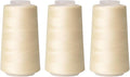 Sewing Thread Cone Set, 3 Pack Serger Thread, 3000 Yards Each, All Purpose Thread for Sewing, Quilting, Machines, Overlock, Merrow & Hand Embroidery (Beige*3)