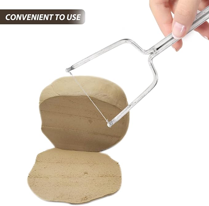 SEWACC Stainless Steel Clay Wire Cutter Mud Cutting Tool for Pottery Sculpting and DIY Crafts 7.79 Inch Durable Handheld Ceramic Sculpting Clay Cutter