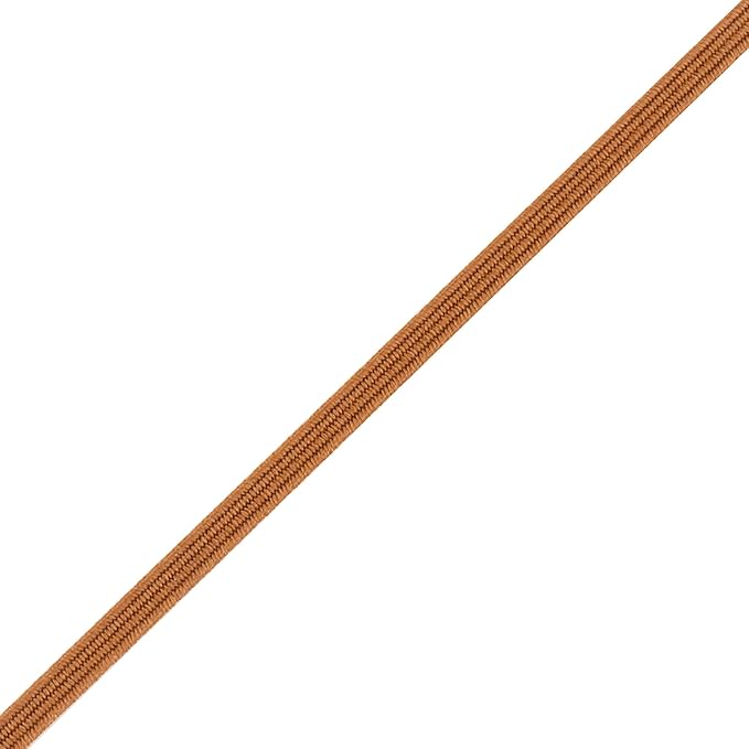 Mandala Crafts 3mm 50 Yds Roll of Russet Brown Elastic Bands for Sewing - 1/8 Flat Elastics Cord - 1 8 Inch Braided Stretch Straps for Crafting