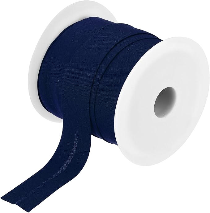MECCANIXITY 1 Inch Single Fold Bias Tape Cotton Continuous Bulk Bias Tape for Sewing,Seaming Quilting Hemming Binding Crafts (Navy Blue 25 Yards)