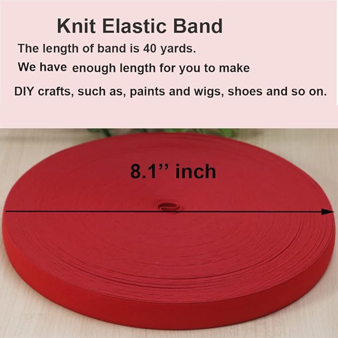 Red Knit Elastic Band for Sewing 3/4 inch 20mm-40 Yards Flat High Elasticity Straps-Wide Stretchy Knit Elastic Bands for Pants-Waistband-Wigs-Bedspread-DIY Crafts