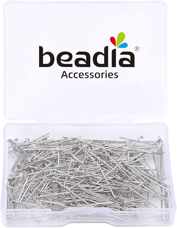 Platinum Plated Flat Head Pins Non Tarnish 20mm 300pcs for Jewelry Making Findings