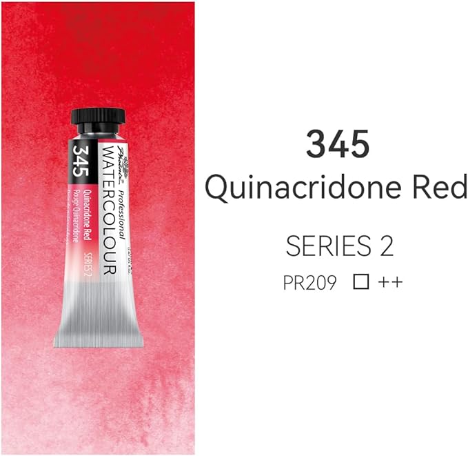 PHOENIX Professional Watercolor Paint Single Tube - 0.47 Fl Oz / 14ml - Quinacridone Red