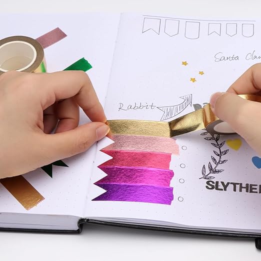 NatSumeBasics Gold Foil Washi Tape Thin Metallic 2pcs 0.6" x 32ft. Masking Tapes Decorative Golden Tape for Crafts Gift Wrapping Decoration DIY (Gold)