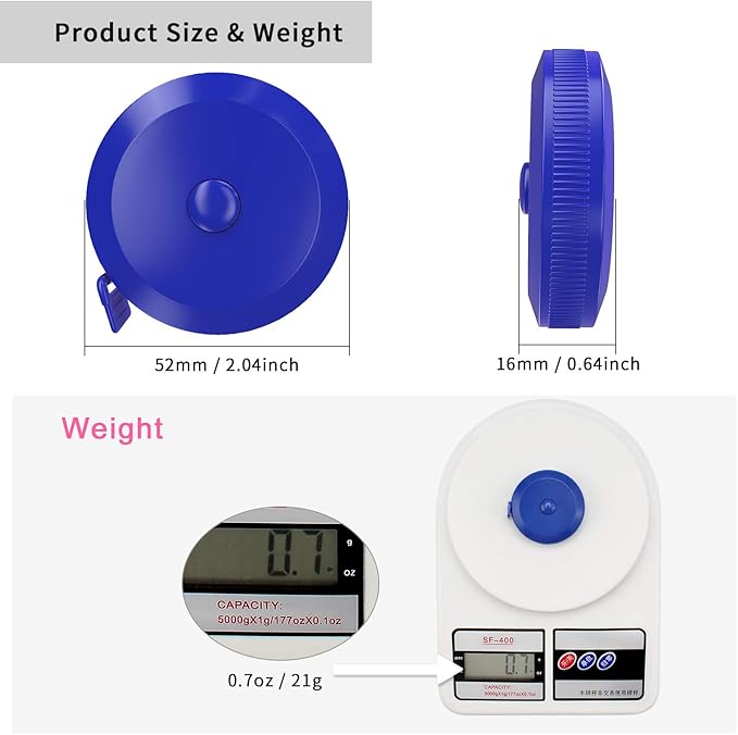 DiCUNO 60-Inch 1.5 Meter Soft and Retractable Tape Body Tailor Sewing Craft Cloth Dieting Measuring Tape (3 Pcs of Blue with Soft tape)