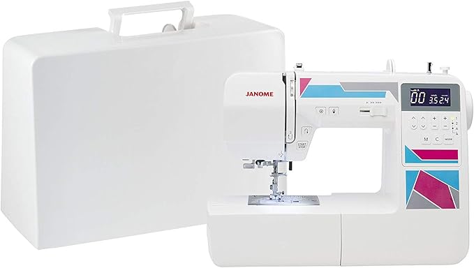 Janome MOD-200 Fully-Featured Computerized Sewing Machine with 200 Stitches, 12 Buttonholes, Alphabet Stitches, Stitch Memory, Drop Feed, Hard Cover and Bonus Presser Feet
