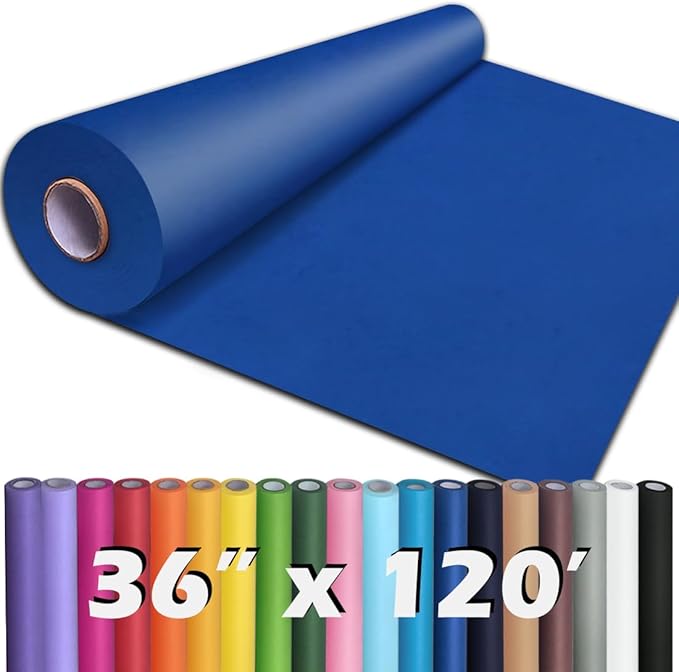 PerkHomy 36" x 1,440" (120') Blue Kraft Paper Roll for Craft Bulletin Board Paper Art Table Covering Crafting Gift Wrapping Bouquet Packing Parcel 80GSM 55LB (Blue, 36" x 120')