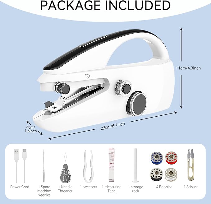 Ninonly Handheld Sewing Machine, Portable Mini Sewing Machine for Beginners Easy Use for Home Travel DIY Clothes Fabric