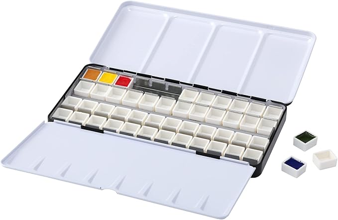 Watercolor Palettes - Empty Half Pan Boxes and Palette for Artists, Watercolor Painting, Students, Color Theory, & More! - 48 Half Pans