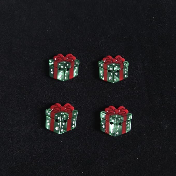Cute Present Box Buttons for Crafts,Acetate Button for Clothes,Cute Buttons for Sewing,Button Bulk,Pack of 4