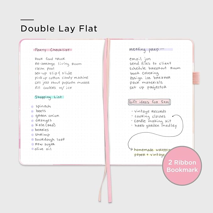 &And Per Se Dotted Journal Notebook for Women&Men with Pattern, A5 Leather Hardcover, 160 Pages 100GSM Thick Dotted Paper, 3 Sheets of Stickers Included, 5.7'' x 8'' (Blush Watercolor)