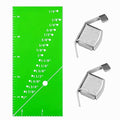 YEQIN Seam Allowance Ruler and 2 Magnetic Guide for Sewing Machine, Ideal Quilting 1/8'' to 2'' Straight Line Hems, Perforated Gauge Measuring Tool with 45°Trim Line, Green