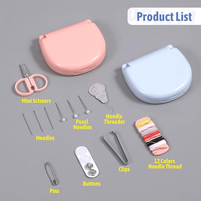 EupHHonycs 20 Pieces Mini Travel Sewing Kit Portable Travel Sewing Box Kit Portable Small Emergency Sewing Tool with Needle and Thread Scissors for Beginner Traveler Hotel Charity Homeless