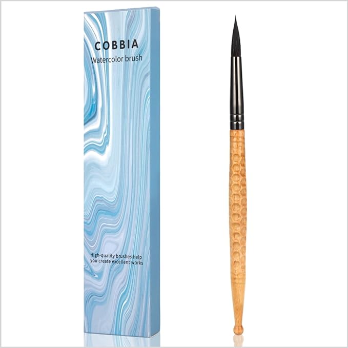 Round Watercolor Brush Size 8 - Squirrel Hair Brush for Broad Strokes, Washes & Backgrounds - Hand-Carved Handle for Watercolor, Acrylic & Gouache