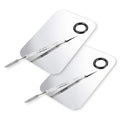 Makeup Mixing Palette, Upgrad Stainless Steel Metal Foundation Palette with Spatula Artist Tool for Mixing Foundation Nail-Art, Size 4.5x2.9 in（2 Pcs）