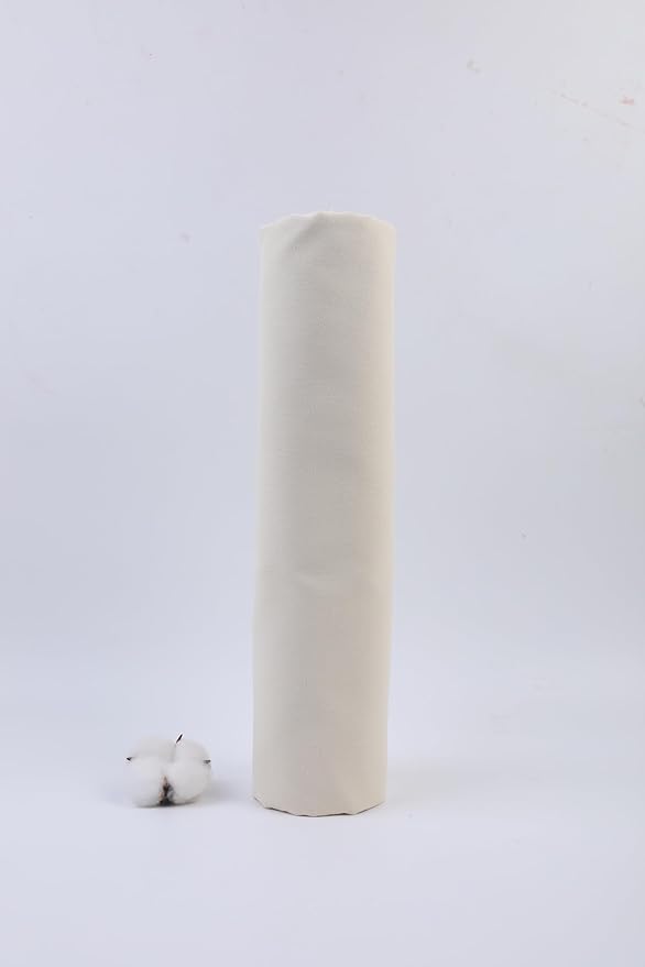 Cream Cotton Fabric for Sewing 59 Inch Wide Natural 100% Cotton Poplin Fabric by The Yard Soft Embroidery Cotton Material Apparel Cloth (Cream, 2 Yard)